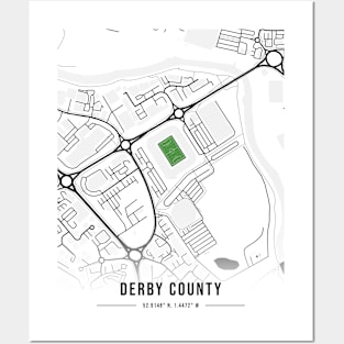 Derby County Stadium Map Desigh (White) Posters and Art